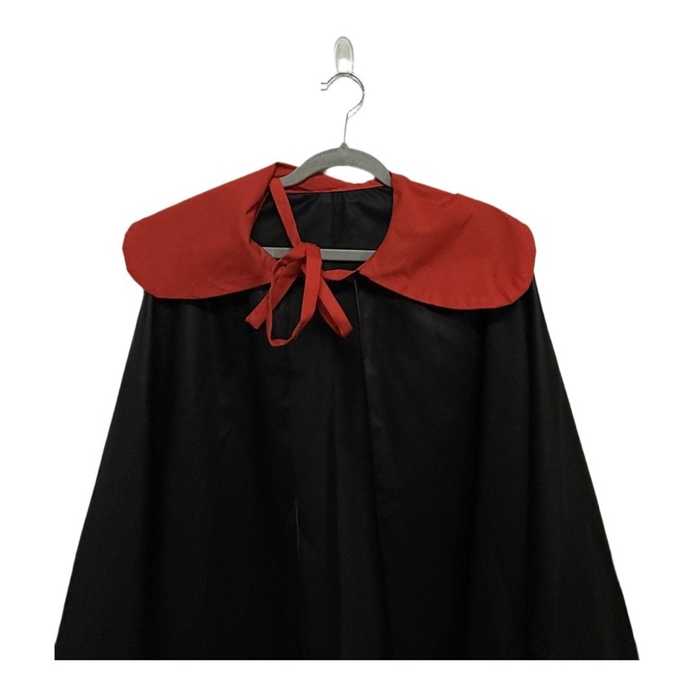 Handmade Vampire Cape Black Red Adult One Size Gothic Dracula Halloween Costume - Picture 2 of 4